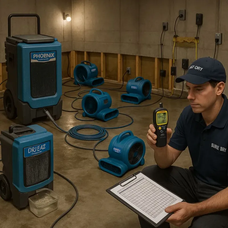 Structural Drying and Dehumidification process in McGill, NV